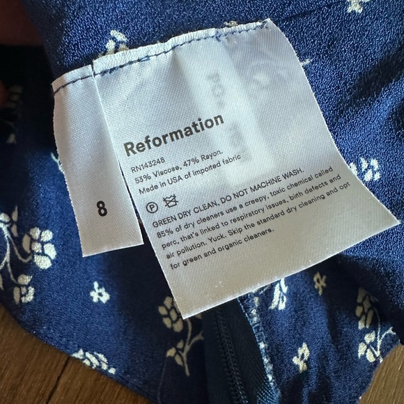 Reformation nell top blouse in maison blue and white floral corset fit size 8 - Picture 6 of 8